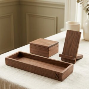 Walnut Desk Organizer Set